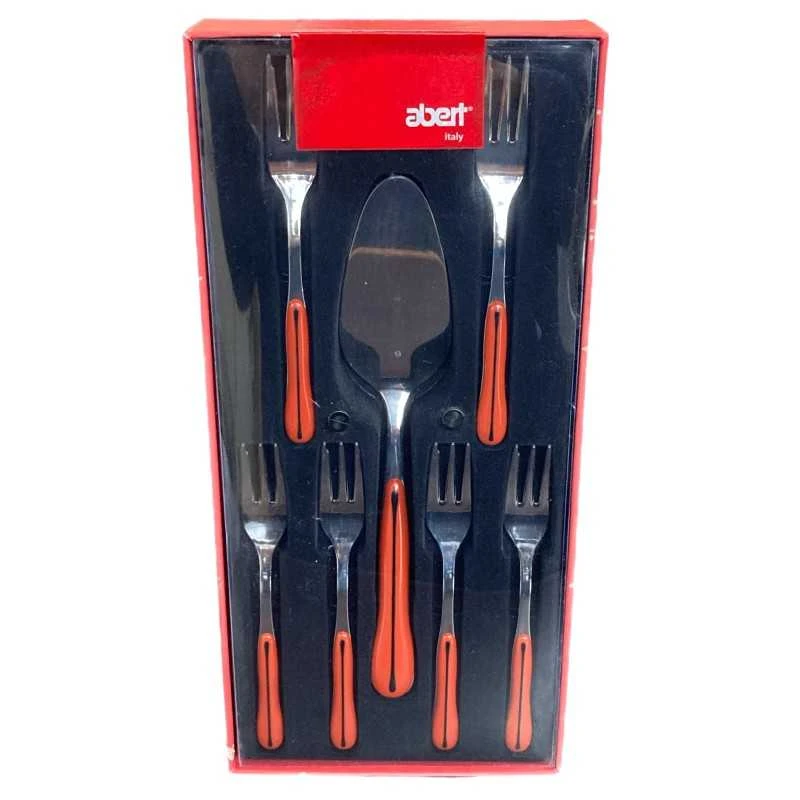 Abert Servizio 7 Posate Per Dolce Sinuosa Rosso Nero Manico In Abs 1 Abert Servizio 7 Posate Per Dolce Sinuosa Rosso Nero Manico In Abs