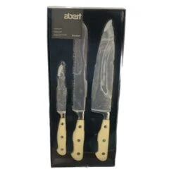 Abert Set Pz.3 Coltelli Da Cucina Cucinart Manico Bianco C/vetrina
