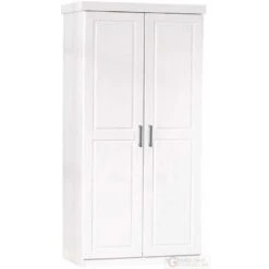 ARMADIO 2 ANTE CON RIPIANI IN PINO MASSELLO BIANCO Cm. 95x55x190H