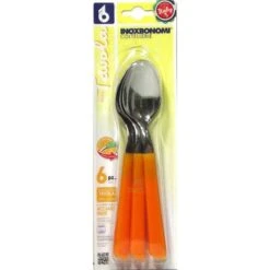 BONOMI SET CUCCHIAI DA TAVOLA 6 PEZZI IN ACCIAIO INOX MANICO ARANCIO