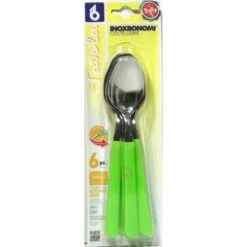 BONOMI SET CUCCHIAI DA TAVOLA 6 PEZZI IN ACCIAIO INOX MANICO VERDE