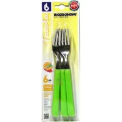BONOMI SET FORCHETTE DA TAVOLA 6 PEZZI IN ACCIAIO INOX MANICO VERDE