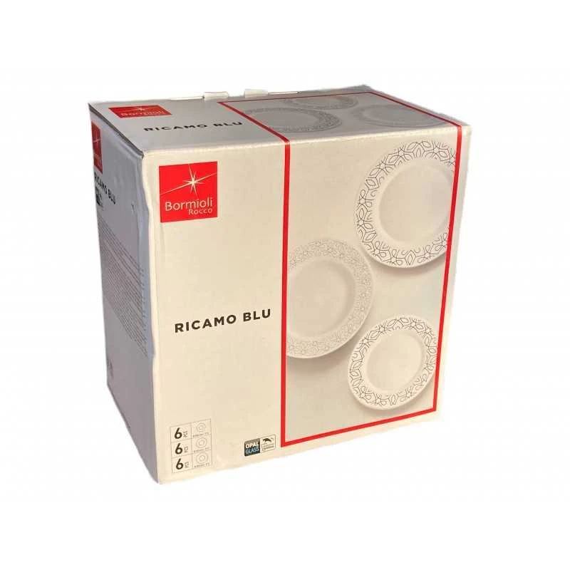 BORMIOLI SET 18 PIATTI PIANO FONDO E DESSERT SERIE RICAMO BLU TOLEDO 1 BORMIOLI SET 18 PIATTI PIANO FONDO E DESSERT SERIE RICAMO BLU TOLEDO