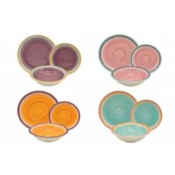 CASA CON TE SET 12 PIATTI DIPINTI A MANO COLORI ASSORTITI