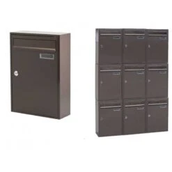 CASSETTA POSTALE ACCIAIO CASELLARIO MARRONE Mm. 270 X 100 X 380h