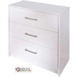 CASSETTIERA CON 3 CASSETTI IN PINO MASSELLO COLORE BIANCO Cm. 70x35x71H