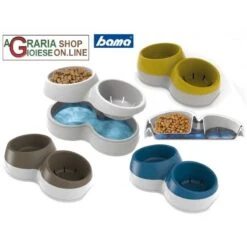 Ciotola Doppia Mangime E Riserva Acqua Bama Ciottolotto Medium Cm. 33x20x9h