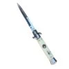 COLTELLO A SCATTO LAMA INOX CON MANICO BIANCO CM. 22