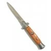 COLTELLO A SCATTO LAMA INOX CON MANICO IN LEGNO COLORE CASTANO CM. 22