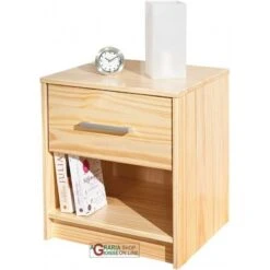 COMODINO IN PINO MASSELLO COLORE LEGNO NATURALE Cm. 42x40x49H
