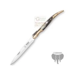 CUDEMAN COLTELLO STILETTO CHIUDIBILE MANICO IN CORNO DI TORO LAMA INOX CM. 10