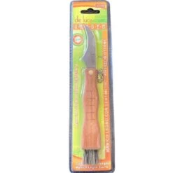 DE LUCA Coltello Funghi Manico Legno Con Spazzolino Lama Inox Cm. 19