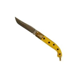De Luca Coltello Zuavo Manico Giallo Coccinellla Testine In Ottone Lama Inox Cm. 15