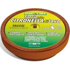 DIAVOLINA TORCIA CITRONELLA DI GIAVA IN COCCIO DI TERRACOTTA DM 16 CM PER STERNO