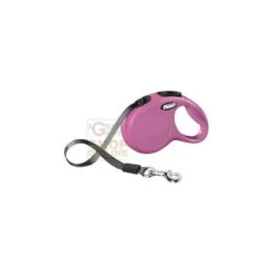 GUINZAGLIO AUTOMATICO FLEXI NEW CLASSIC A FETTUCCIA ROSA KG. 12 MT. 3