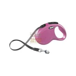 GUINZAGLIO AUTOMATICO FLEXI NEW CLASSIC A FETTUCCIA ROSA KG. 15 MT. 5