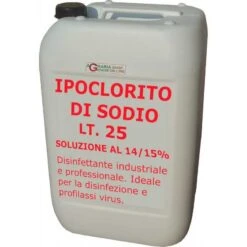 IPOCLORITO DI SODIO SOLUZIONE 14/15% USO INDUSTRIALE E PROFESSIONALE TANICA LT. 25