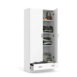 KIT ARMADIO FOCUS 2 ANTE 1 CASSETTO BIANCO Cm.79x35x170h.