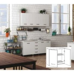 KIT CUCINA P.COLAPIATTI CON 2 ANTE Cm.80x30x72h. BIANCO.