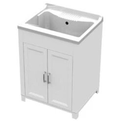 KIT LAVATOIO CON BASE IN RESINA COMPLETO DI SIFONE ANTIACIDO CM. 60x50 BIANCO