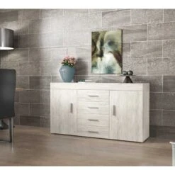 KIT MADIA CON 2 ANTE E 4CASSETTI 153x85x40 BIANCO VENATO K083