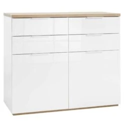 KIT MOBILE 4 CASSETTI E 2 ANTE BIANCO ROVERE Cm.120x50x102h.