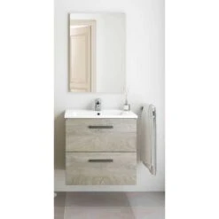 KIT MOBILE BAGNO ARUBA CON 2 CASSETTI Cm. 60 ROVERE ALASKA