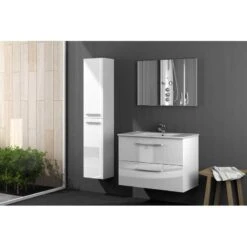 KIT MOBILE BAGNO ARUBA CON 2 CASSETTI Cm. 80x45x57h. BIANCO