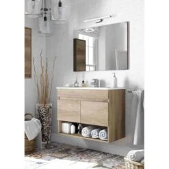 KIT MOBILE BAGNO DAKOTA CON 2 ANTE Cm.80x45x64h. ROVERE NORDIK