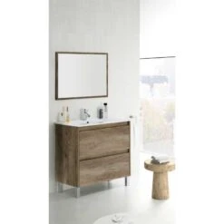 KIT MOBILE BAGNO DAKOTA CON 2 CASSETTI Cm.80x45x80h. ROVERE NORDIK