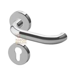 MANIGLIA IN ACCIAIO INOX SATINATO L151 CON ROSETTE E BOCCHETTE TONDE -Vendite Agrariagioiese maniglia in acciaio inox satinato l151 con rosette e bocchette tonde 1