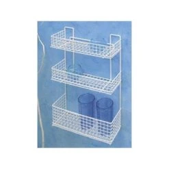 MENSOLA BAGNO FILTEX BIANCA FRONTALE 3 PIANI MENSOLA DOCCIA PORTA COSMETICI