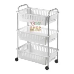 METALTEX SCAFFALE CON 3 CESTI IN PLASTICA OSLO3 CM. 41 X 26 X 63