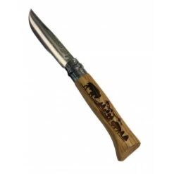 OPINEL COLTELLO INOX N. 8 ANIMALIA BISONTE CON MANICO IN QUERCIA