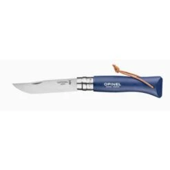 OPINEL INOX. 8 LAMA IN ACCIAIO INOX MANICO BLU SCURO CON LACCETTO