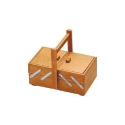 PANETTA CESTINO PORTA CUCITO A SCALETTA IN LEGNO A 2 LIVELLI E 3 SCOMPARTI CM. 28x17x24