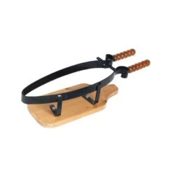 PANETTA STRINGI PORTA PROSCIUTTO IN METALLO CON BASE IN LEGNO CM. 62x20