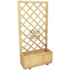 PANNELLO GRIGLIATO IN LEGNO CON FIORIERA RED LINE CM.90x30x150h.