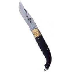 Paolucci Coltello Scarperia Manico Nero Testine In Ottone Lama Inox Cm. 17
