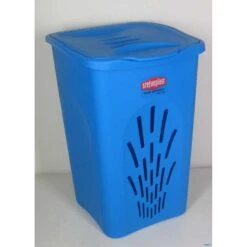 Stefanplast Portabiancheria Traforato Linea Primavera Blu Ottanio Cm. 37x37x56h. Lt. 50