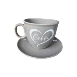 PORTACIALDE TAZZONE GRIGIO LUCIDO SCRITTA CAFFE 23042H