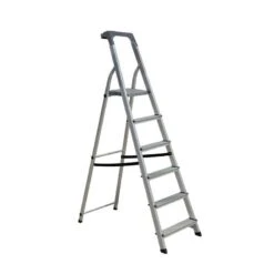 SCALA EVEREST IN ALLUMINIO CON PORTAOGGETTI 6 GRADINI