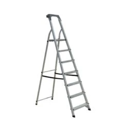 SCALA EVEREST IN ALLUMINIO CON PORTAOGGETTI 7 GRADINI