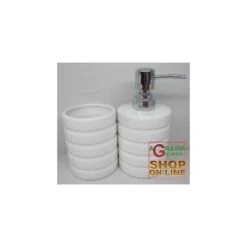 SERIE PORTA SPAZZOLINO E SAPONE PER BAGNO DA APPOGGIO IN CERAMICA DUE PEZZI