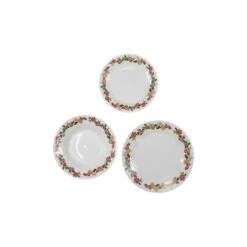 SERVIZIO 18 PIATTI DA TAVOLA DI PORCELLANA TONDO CON DECORO DI FOGLIE