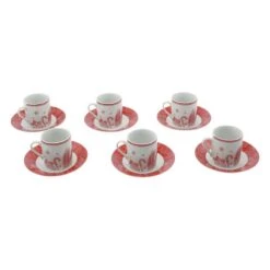 SET 6 TAZZINE DA CAFFE DI PORCELLANA CON PIATTINO TONDO