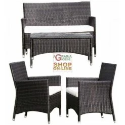 SET ARREDO GIARDINO BLINKY RIVIERA SIMIL RATTAN TESTA MORO