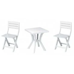 SET DUETTO RESINA TAVOLO + 2 SEDIE COLORE BIANCO