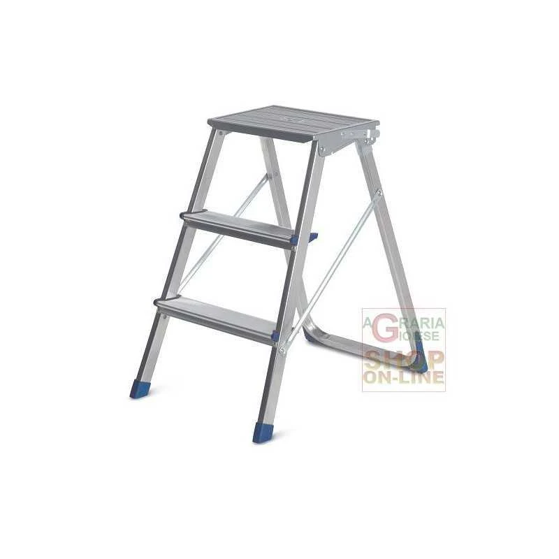 SGABELLO GIMI PIUMA 3 IN ALLUMINIO CON PIEDINI ANTISCIVOLO GRADINI 3 2 SGABELLO GIMI PIUMA 3 IN ALLUMINIO CON PIEDINI ANTISCIVOLO GRADINI 3 - immagine 2