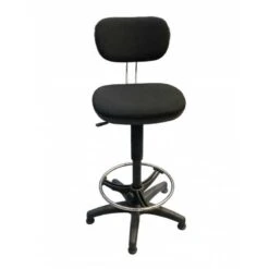 SGABELLO GIREVOLE STRUTTURA IN ACCIAIO CROMATO CON POGGIAPIEDI IN TESSUTO NERO